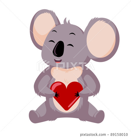 Cute koala hold heart isolated on white background. Cartoon character loving. Cute koala hold heart isolated on white background. Cartoon character loving. 89158010