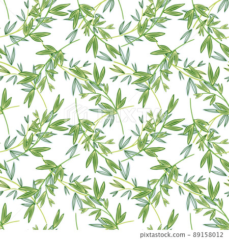 Branches and leaves seamless pattern. Leaf ornament. Botanical elements background. 89158012
