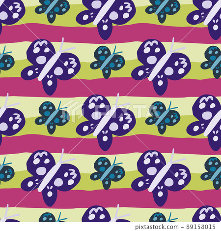 Cute butterfly seamless pattern. Doodle flying insect endless wallpaper. Naive art style. Cute butterfly seamless pattern. Doodle flying insect endless wallpaper. Naive art style. 89158015