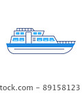 Vector illustration of cartoon ship on white background. 89158123