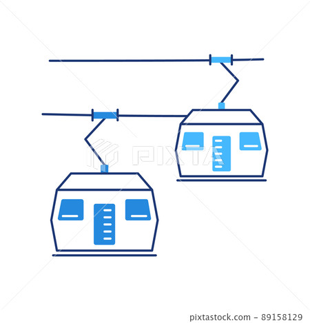 Vector illustration of cartoon cable car on white background. 89158129