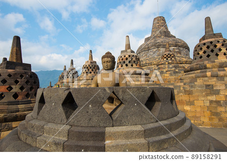 Buddha statue at buddhist temple Borobudur, Java, Indonesia 89158291