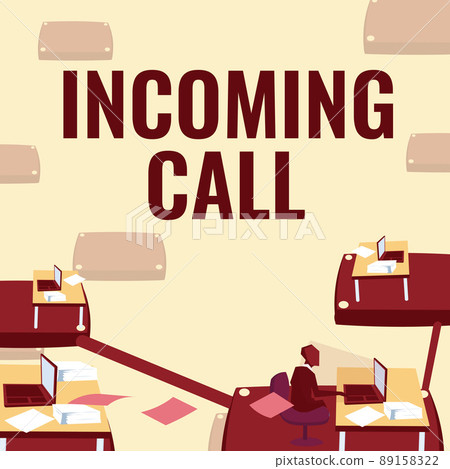 Text sign showing Incoming Call. Business concept Inbound Received Caller ID Telephone Voicemail Vidcall Male office worker utilizing technology available office supplies. Text sign showing Incoming Call. Business concept Inbound Received Caller ID Telephone Voicemail Vidcall Male office worker utilizing technology available office supplies. 89158322