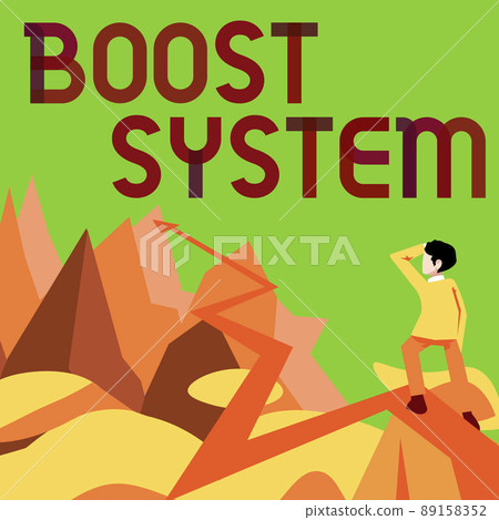 Conceptual display Boost System. Business idea Rejuvenate Upgrade Strengthen Be Healthier Holistic approach Man watching horizon arrow pointing symbolizing future project success. 89158352