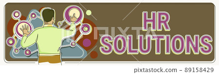 Hand writing sign Hr Solutions. Business showcase Outsourced Human resources consultancy and support Experts Man manipulating circular chart representing successful strategy creation. Hand writing sign Hr Solutions. Business showcase Outsourced Human resources consultancy and support Experts Man manipulating circular chart representing successful strategy creation. 89158429
