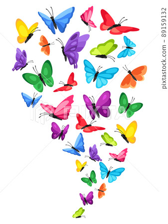 Background design with decorative butterflies. Colorful abstract insects. Background design with decorative butterflies. Colorful abstract insects. 89159132