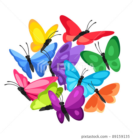 Background design with decorative butterflies. Colorful abstract insects. 89159135