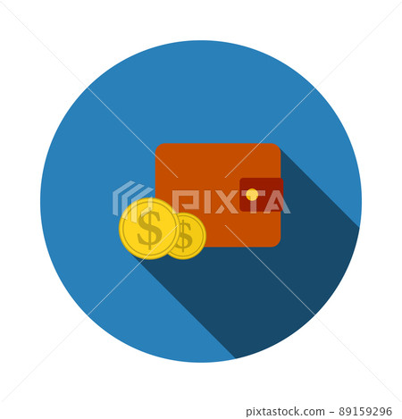 Two Golden Coins In Front Of Purse Icon 89159296