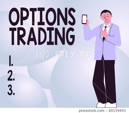 Conceptual display Options Trading. Concept meaning Different options to make goods or services spread worldwide Hands Holding Flag Goals, Lamp Ideas Trophy Celebrating Success Graph Bars 89159441