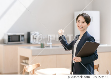 Business hand holding information Female real estate 89159582