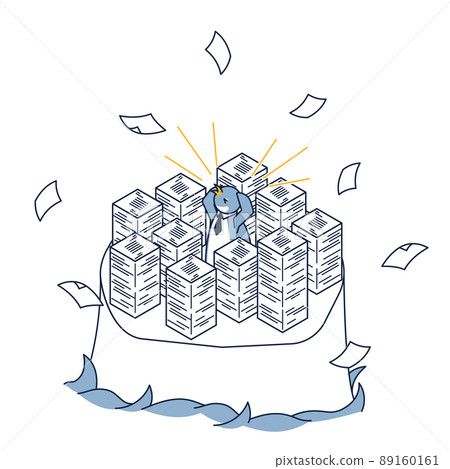 Penguins isometric illustration covered with a large amount of documents Penguins isometric illustration covered with a large amount of documents 89160161