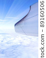 A wonderful view from the window of an airplane: blue sky and sunshine 89160506