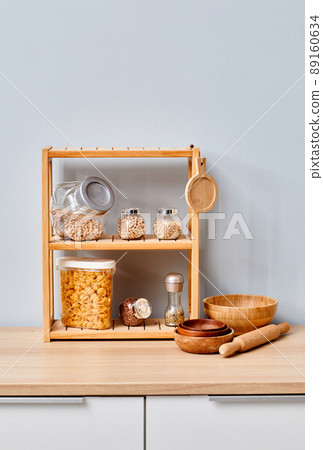 Cereals and pasta on the shelves Cereals and pasta on the shelves 89160634
