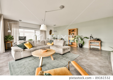 Combined living room with dining area in a cozy style 89161532