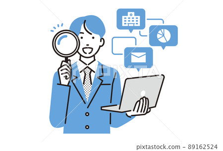A high school boy searching for a school on a computer 89162524