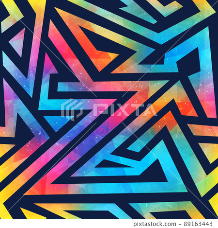 Abstract geometric seamless pattern with grunge... - Stock Illustration ...