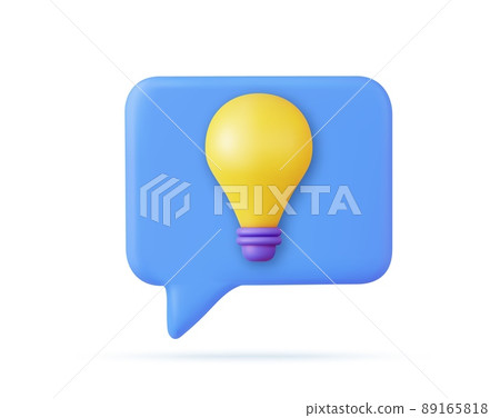 3D trendy cartoon style light bulb icon. 89165818