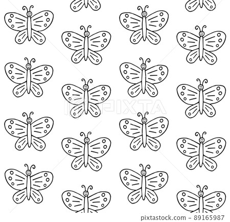 Vector seamless pattern of hand drawn butterfly - Stock Illustration ...