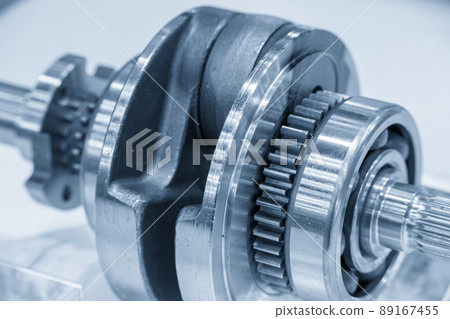 Close-up scene the motorcycle crank shaft parts . 89167455