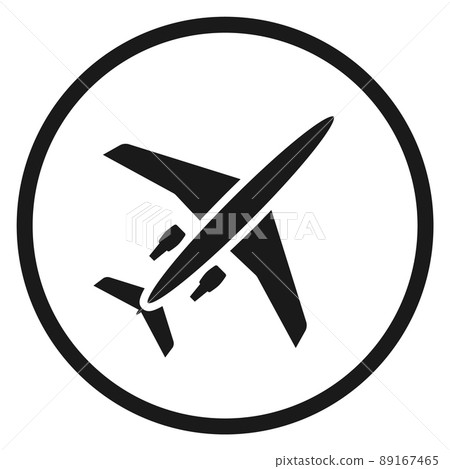 Airplane icon. Airport round symbol. Flight sign Airplane icon. Airport round symbol. Flight sign 89167465