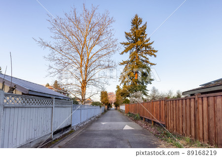 Alley in a residential neighborhood in the city suburbs. 89168219