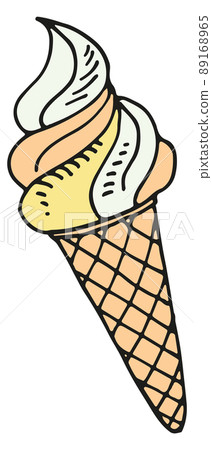 Soft ice cream icon. Sweet waffle cone Soft ice cream icon. Sweet waffle cone 89168965