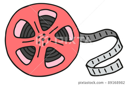 Retro film tape doodle icon. Cinema symbol 89168982