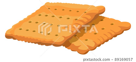 Square salty cracker icon. Cartoon biscuit snack 89169057