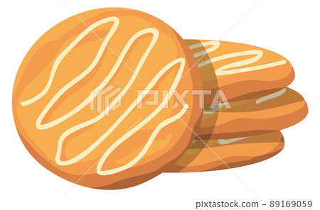 Homemade cream cookie. Round bakery cartoon icon 89169059
