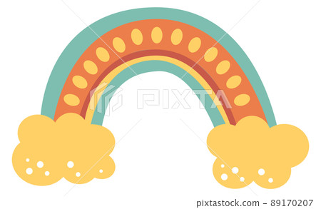 Cute rainbow with fluffy clouds. Scandinavian childish print 89170207