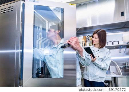 Workers checking kitchen utensils for business use Kitchen equipment 89170272