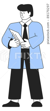 Doctor looking on paper document. Medical worker with patient record 89170297