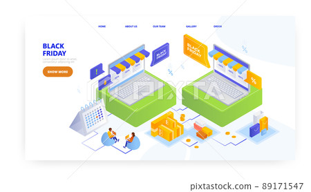 Black friday, landing page design, website banner vector template. Online store. Sales and discounts, e-commerce. Black friday, landing page design, website banner vector template. Online store. Sales and discounts, e-commerce. 89171547