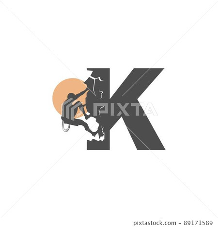 Rock climber climbing letter K illustration Rock climber climbing letter K illustration 89171589