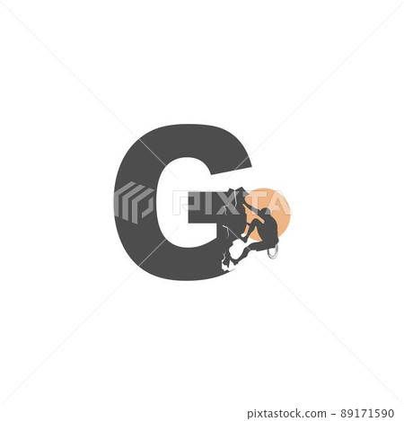Rock climber climbing letter G illustration Rock climber climbing letter G illustration 89171590