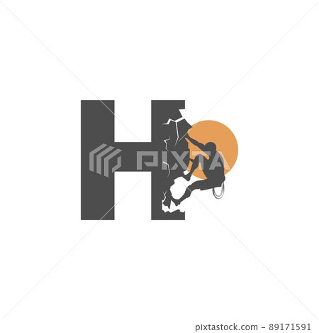 Rock climber climbing letter H illustration Rock climber climbing letter H illustration 89171591