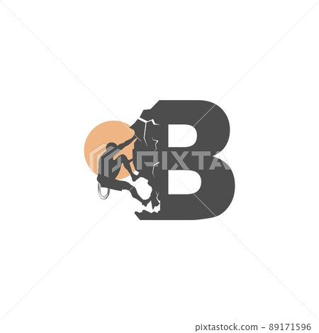 Rock climber climbing letter B illustration Rock climber climbing letter B illustration 89171596