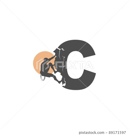 Rock climber climbing letter C illustration Rock climber climbing letter C illustration 89171597