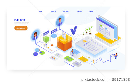 Ballot box, landing page design, website banner vector template. Voting and election. Ballot box, landing page design, website banner vector template. Voting and election. 89171598