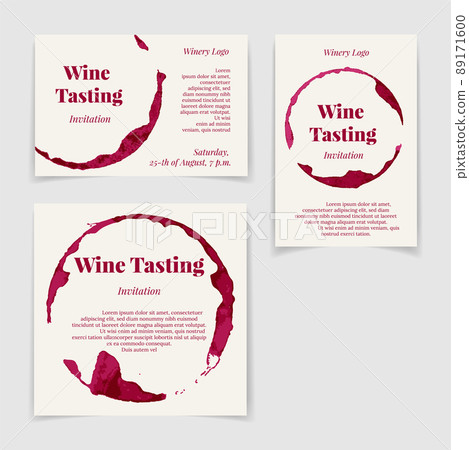 Set of Wine Tasting Invitation cards in different proportions. Vector design elements. Set of Wine Tasting Invitation cards in different proportions. Vector design elements. 89171600