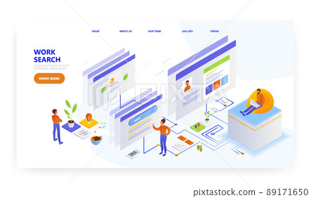 Work search, landing page design, website banner vector template. Job search, employment, vacancy. Work search, landing page design, website banner vector template. Job search, employment, vacancy. 89171650