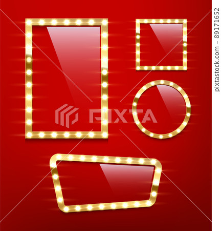 Bulb frames isolated on red background. Vector design elements. 89171652