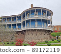 Round-shaped wooden house in the capital of Georgia 89172119