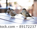 Urban sparrows in a cafe on the table. 89172237