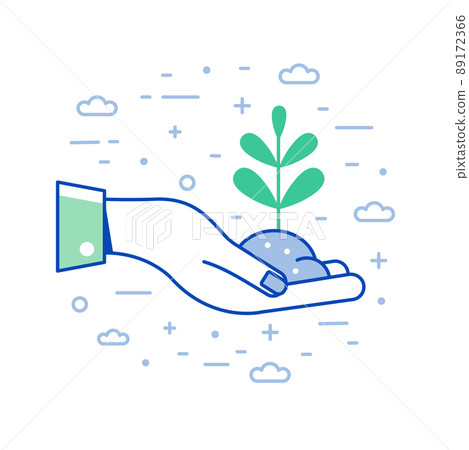 Planet Saving Icon with Hands Hold Plant 89172366