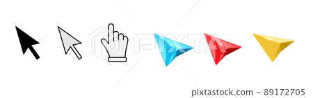 Different kinds of mouse 3D cursors vector set. Different kinds of mouse 3D cursors vector set. 89172705