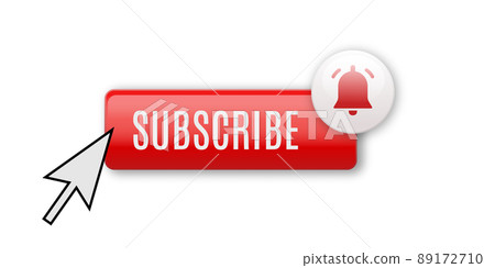 Realistic glossy subscribe button with bell  89172710