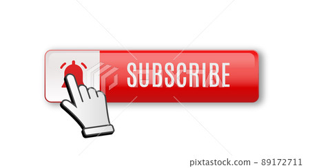 Realistic glossy subscribe button with bell Realistic glossy subscribe button with bell 89172711