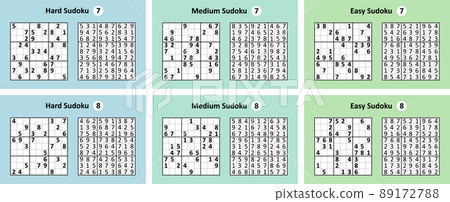 Collection Sudoku game with answers. Different complexity. Collection Sudoku game with answers. Different complexity. 89172788