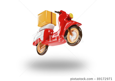 Red scooter for delivery food and package. 3d render Red scooter for delivery food and package. 3d render 89172971
